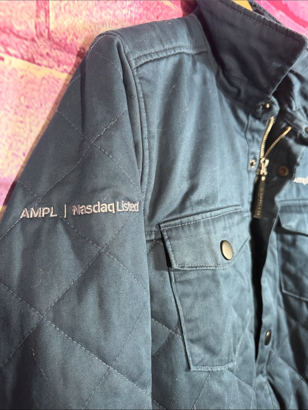 Stormtech Amplitude Quilted Jacket Men’s Small Blue Hooded Snap Zip Coat - Picture 6 of 13